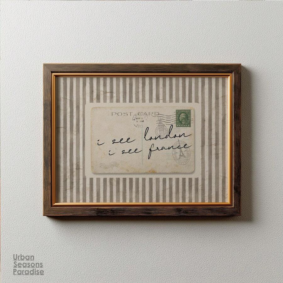 Vintage postcard handwritten quote canvas wall art