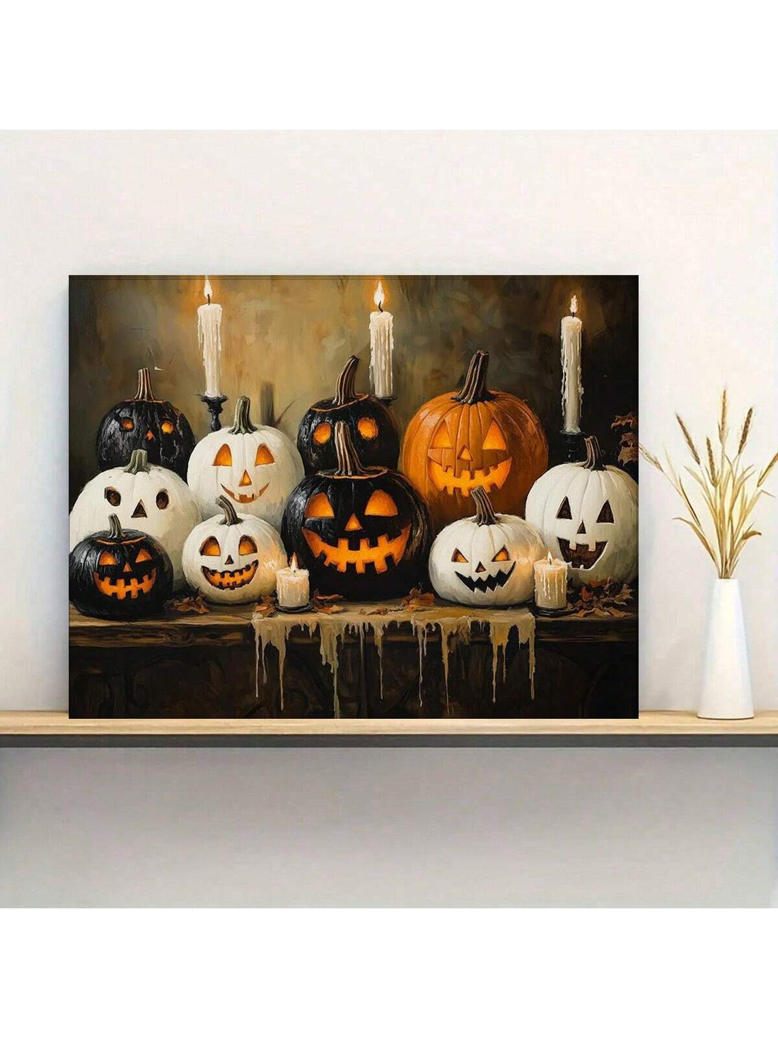 Celebrate the spirit of Halloween with this Vintage Pumpkin Painting Canvas Print. Expertly crafted, it brings a timeless charm to your home decor, blending classic autumn hues with intricate details. Perfect for adding an enchanting, festive touch to any room, this canvas print enhances your seasonal ambiance with elegance and warmth.