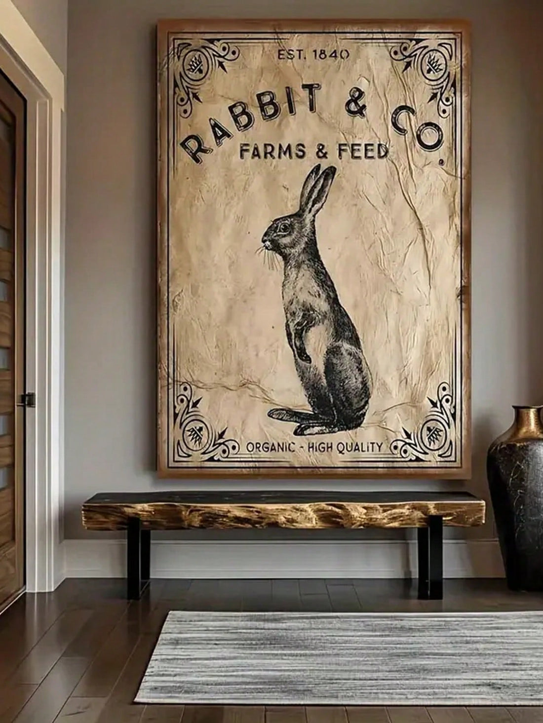 Enhance your kitchen or living room with the Vintage Rabbit Farm Feed Framed Canvas Art, a thoughtfully crafted piece that brings a rustic charm to any space. Featuring a classic farm feed design, this framed canvas art adds a touch of countryside authenticity and warmth. Its timeless aesthetic complements farmhouse, country, and vintage-inspired interiors, making it an expert choice for creating a cozy, inviting atmosphere. Durable and ready to hang, it’s an ideal decor addition for those seeking to blend 