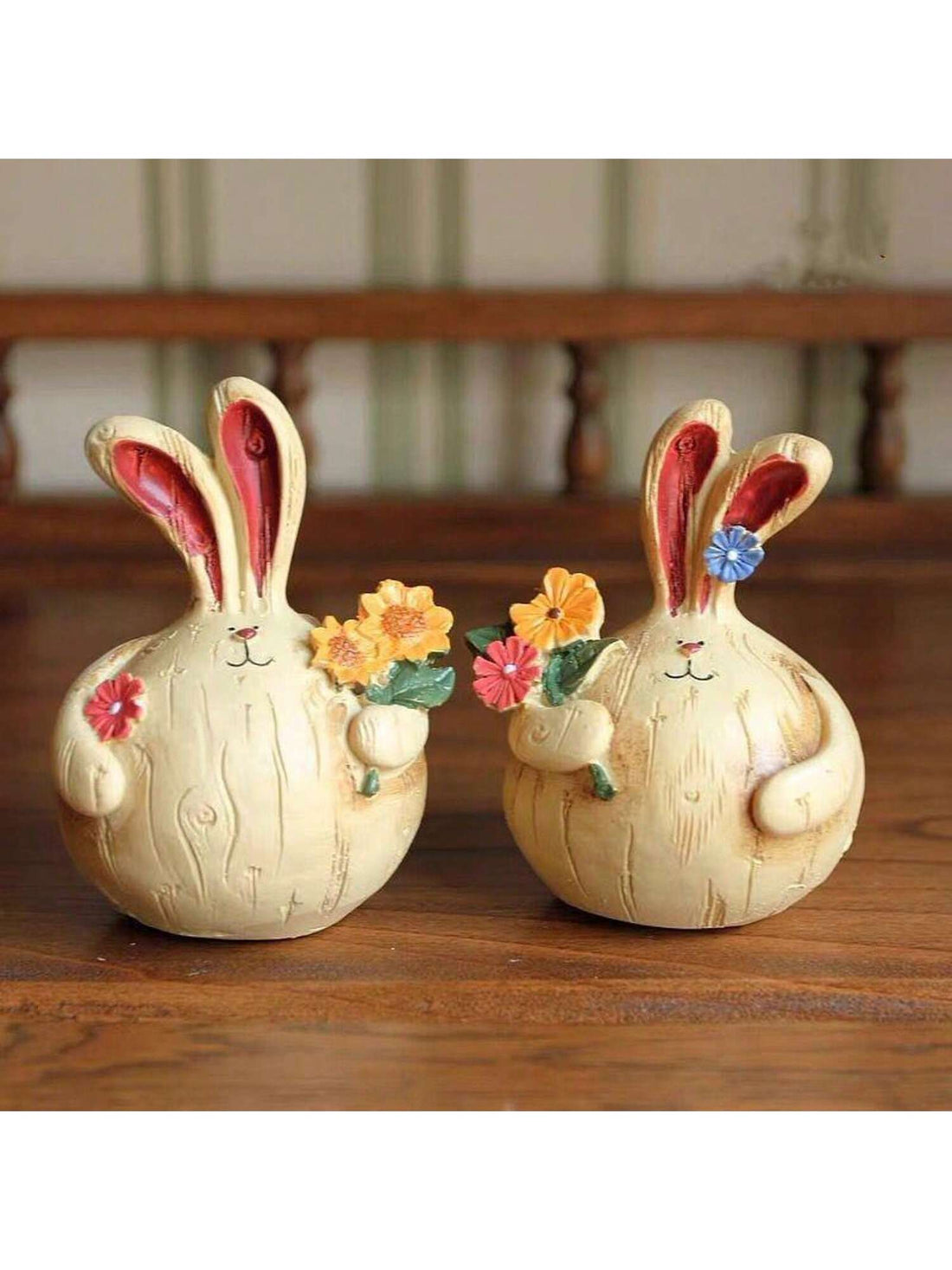 Enhance the charm of your home, indoors and outdoors, with our Vintage Resin Rabbit Statues. Crafted with exquisite detail, these statues will add a touch of whimsy to any space. Made from durable resin, they are perfect for both indoor and outdoor use.