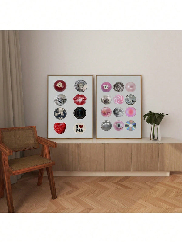Retro Y2K lucky 8 ball canvas set for bedroom and living room wall decor