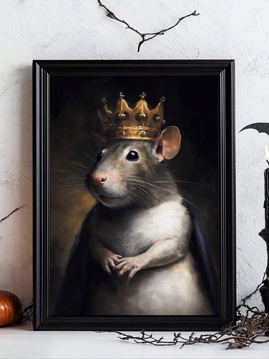 Crowned rat king portrait with spooky branches
