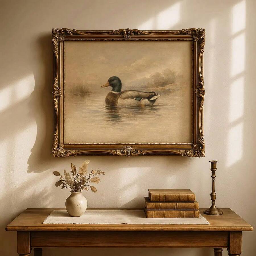 Vintage mallard duck farmhouse wall art