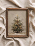 Vintage Rustic Fir Tree & Neutral Christmas Farmhouse Canvas Poster