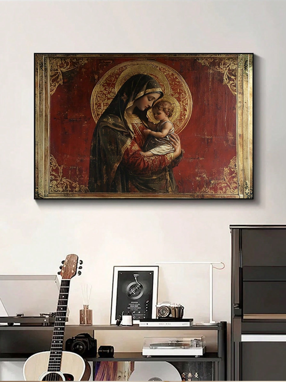 Elevate your living space with this Vintage Saint Mary &amp; Jesus Canvas Art, a timeless piece that blends spiritual inspiration with classic design. Crafted without a frame, it offers a sleek, modern look that complements any décor style. Perfect for creating a serene atmosphere at home or as a meaningful holiday gift, this canvas art serves as a daily reminder of faith and devotion. Its high-quality print ensures lasting vibrancy, making it a cherished addition to any collection.