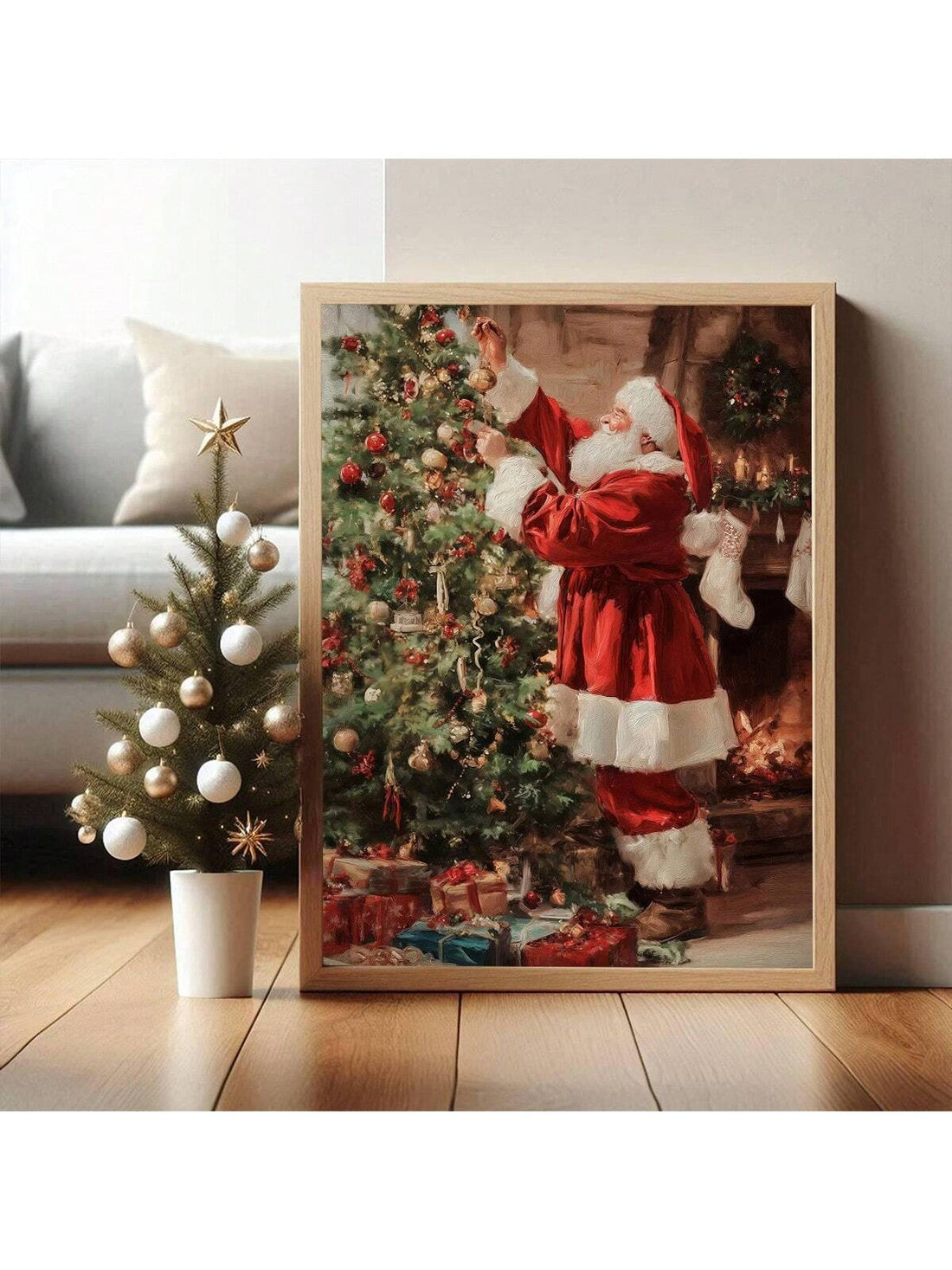 Bring timeless holiday charm into your home with this vintage-inspired Santa Claus canvas wall art. Featuring classic Christmas imagery rendered in warm, nostalgic tones, this piece captures the spirit of traditional yuletide celebrations. The canvas construction ensures durability and longevity, while the carefully curated design complements both modern and traditional interior styles. Perfect for living rooms, bedrooms, or entryways, this festive artwork creates an inviting atmosphere that resonates with 