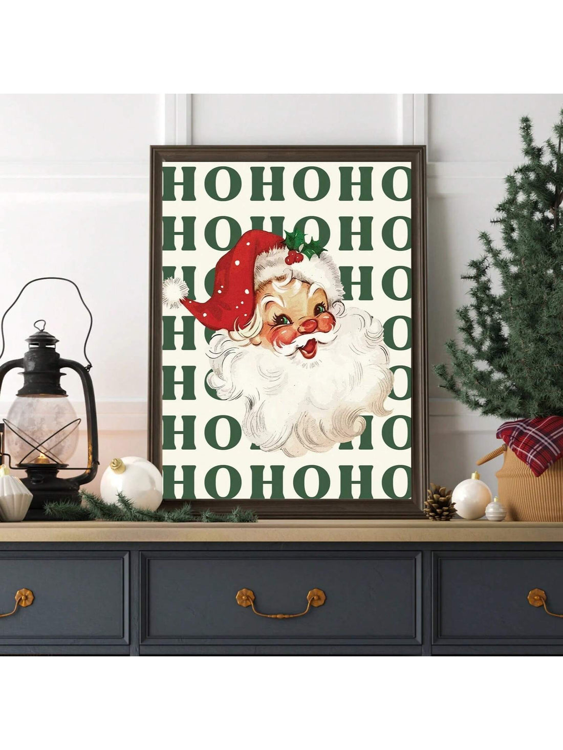Bring timeless holiday charm to your home with this vintage-inspired Santa Claus wall art. Featuring the iconic "Ho Ho Ho" greeting, this festive poster captures the warmth and nostalgia of classic Christmas décor. Perfect for displaying above the fireplace, in entryways, or throughout your living spaces, it adds authentic seasonal character to any room. The aesthetic design complements both traditional and modern interiors, making it an ideal choice for those seeking to elevate their holiday atmosphere wit