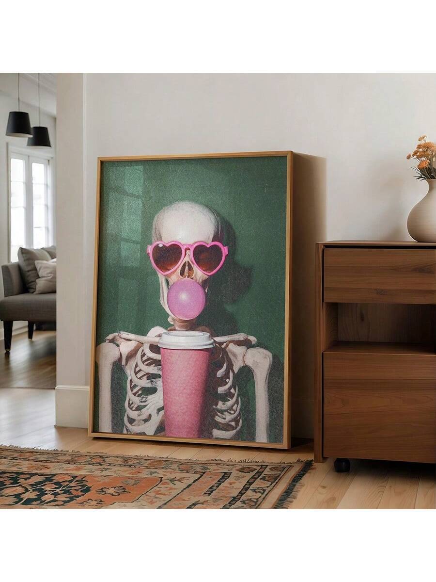 Bring a touch of spooky sophistication to your space with this vintage skeleton coffee wall art. Perfect for Halloween enthusiasts and quirky decor lovers, this frameless canvas print features a charming graphic design that blends playful skeleton imagery with coffee culture aesthetics. Ideal for living rooms, bedrooms, home offices, or kitchens, it adds personality and conversation-starter appeal to any room. The multicolor design works year-round while celebrating the spirit of the season. Transform your 