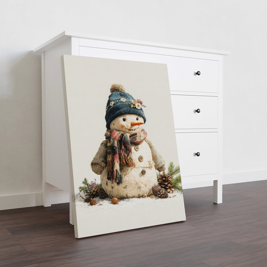 Celebrate the festive season with this Vintage Snowman Canvas Wall Art, featuring a charming snowman adorned with a cozy knit hat and scarf. Perfect for adding a nostalgic holiday touch to your living room, sofa backdrop, or bedside area, this piece enhances your home decor with warmth and seasonal cheer. Crafted to evoke classic Christmas spirit, it blends seamlessly with various interior styles, making it an expert choice for sophisticated holiday decoration.