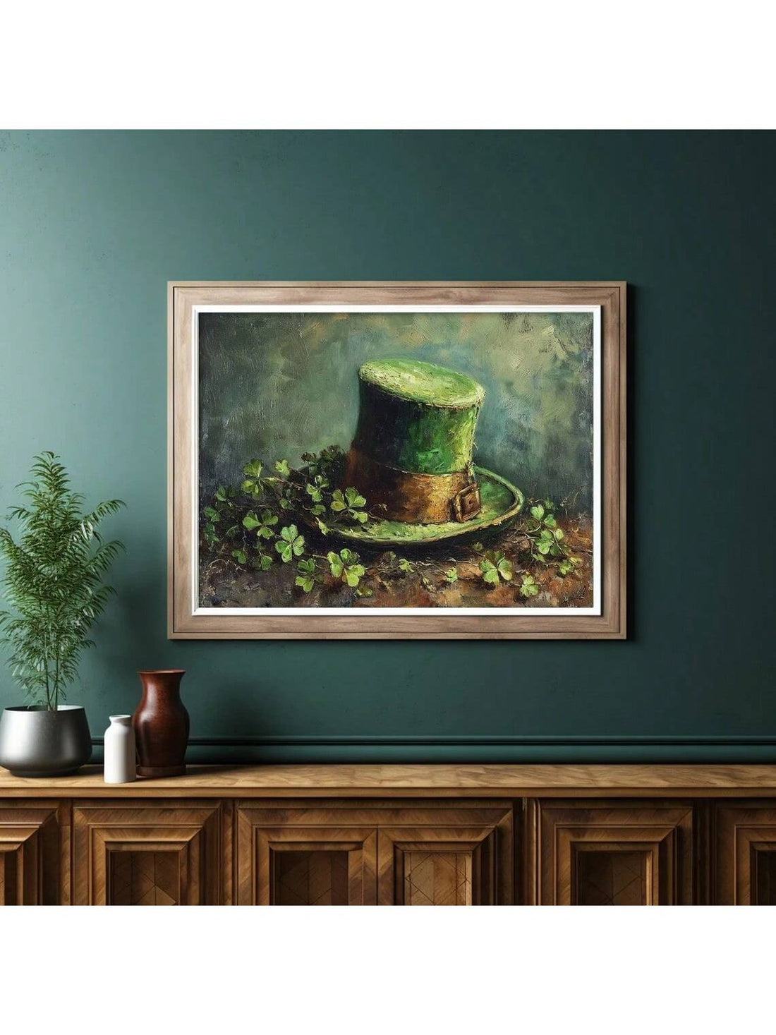 Add a touch of luck to your home decor with our Vintage St. Patrick's Day Wall Art. This abstract poster is perfect for the living room or bedroom, adding aesthetic charm to any space. Celebrate the holiday in style with a unique and eye-catching piece.