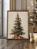 Vintage Textured Christmas Tree Winter Holiday Canvas Poster 