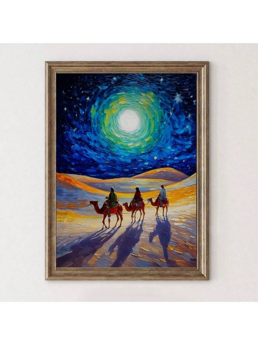 Add a touch of timeless charm to your home decor with our Vintage Three Kings Desert Adventure Canvas Print. Expertly crafted and unframed, this wall art captures the beauty and adventure of a desert journey. Enhance your living space with this unique and captivating piece.