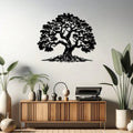 Enhance your living room decor with our Vintage Tree of Life Metal Wall Sculpture. Crafted with a nature-inspired farmhouse design, this art piece adds a touch of rustic charm to any space. Made from durable metal, it is sure to last for years to come. Bring the beauty of the outdoors into your home with this unique wall sculpture.