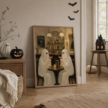Rustic ghosts autumn Halloween canvas wall art