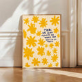 Golden flower poster with phrase There Are Always Flowers for Those Who Want to See Them