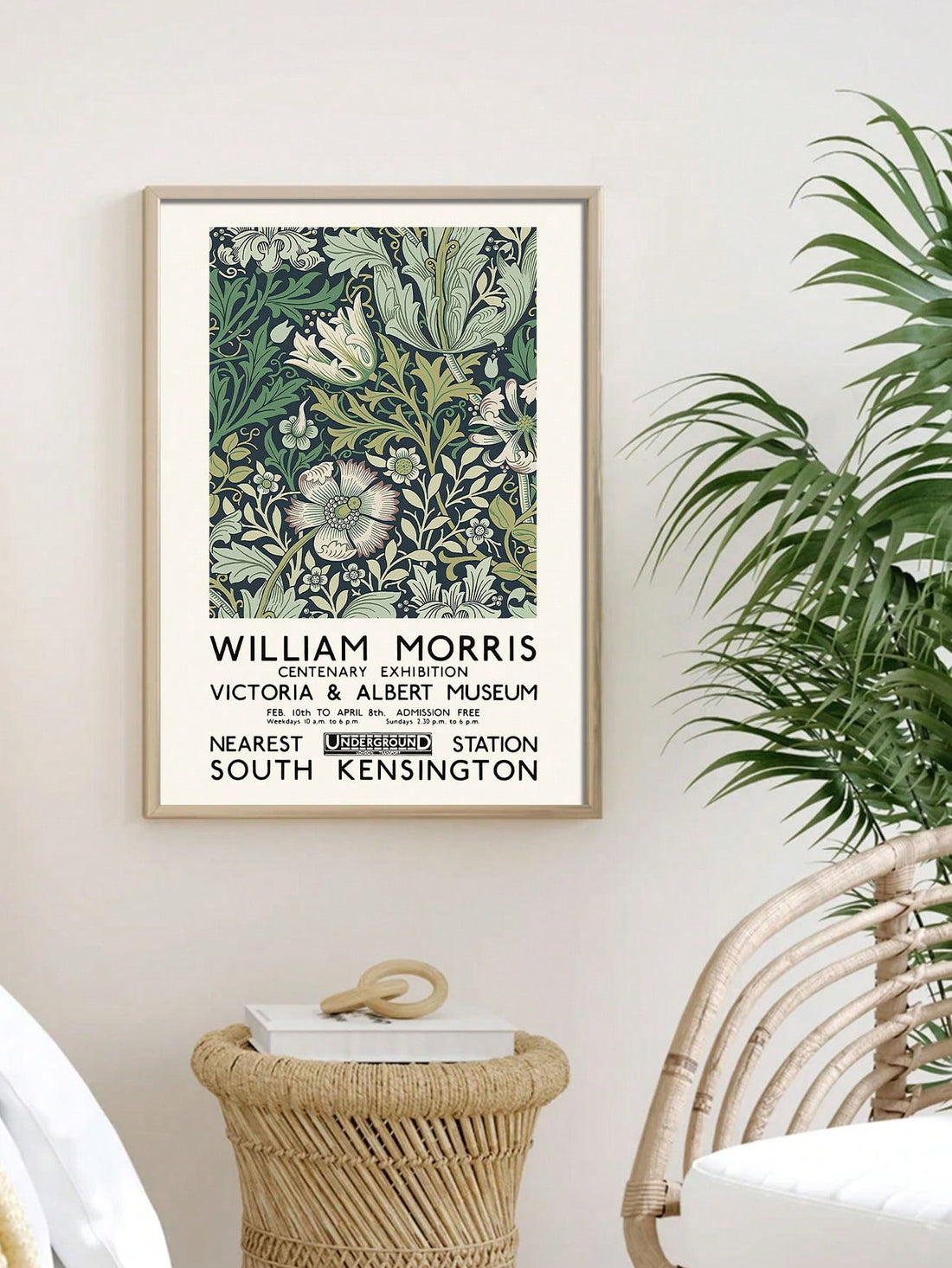 Elevate your home decor with this elegant botanical poster, inspired by the legendary William Morris. Featuring vintage floral patterns, this poster adds a touch of sophistication and unique charm to any room. Perfect for those with a love for classic design and a passion for botanical beauty.