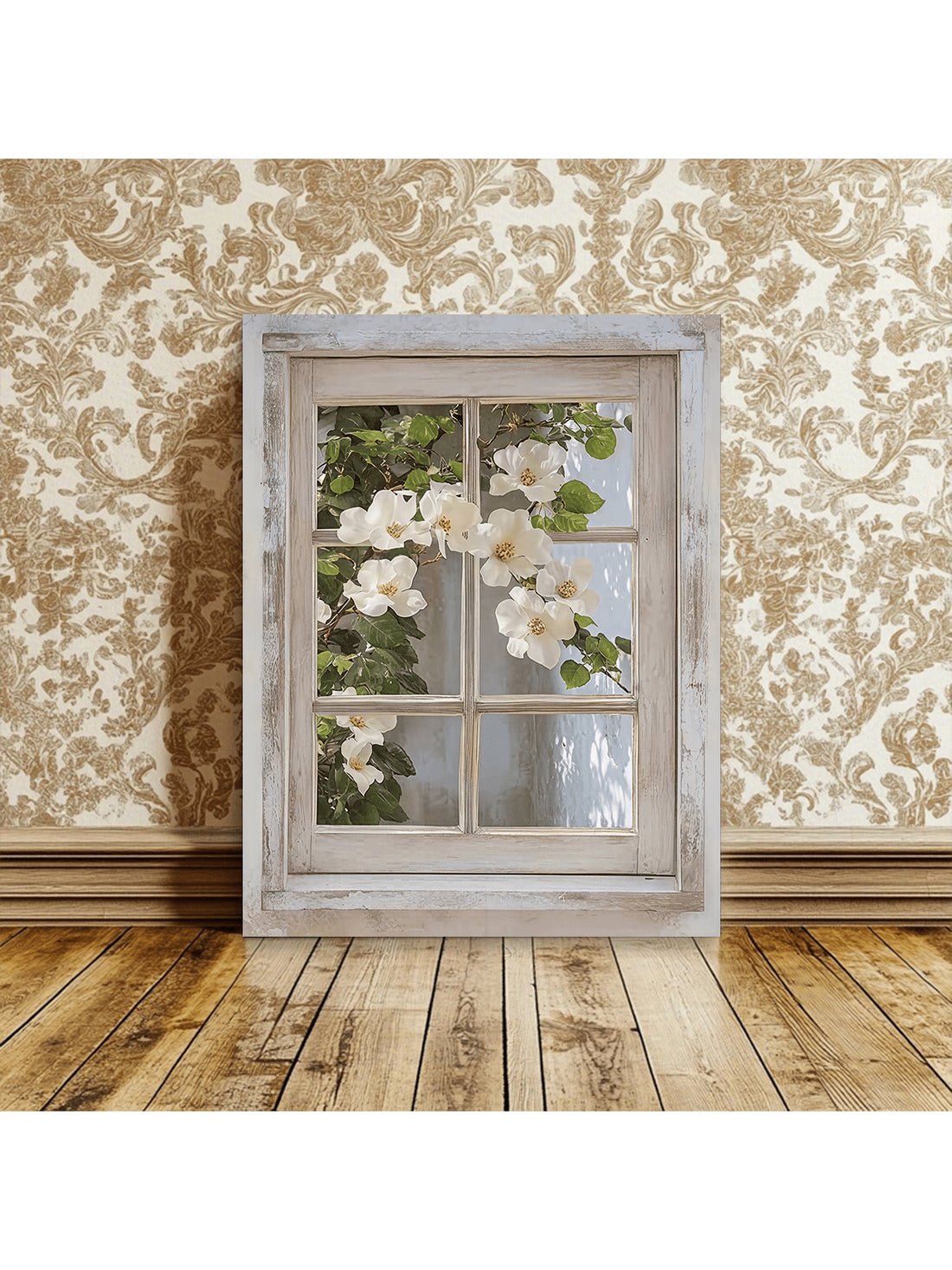 Elevate your interior with this Vintage Window Frame Canvas Art featuring elegant white diamond roses. Designed to bring a timeless charm, this wall decor complements living spaces and coffee shops alike, adding a refined touch of sophistication. Its classic window frame design paired with delicate floral imagery creates a serene ambiance, perfect for enhancing any room’s aesthetic with subtle elegance. Crafted for durability and visual appeal, it’s an expert choice for those seeking tasteful, vintage-inspi