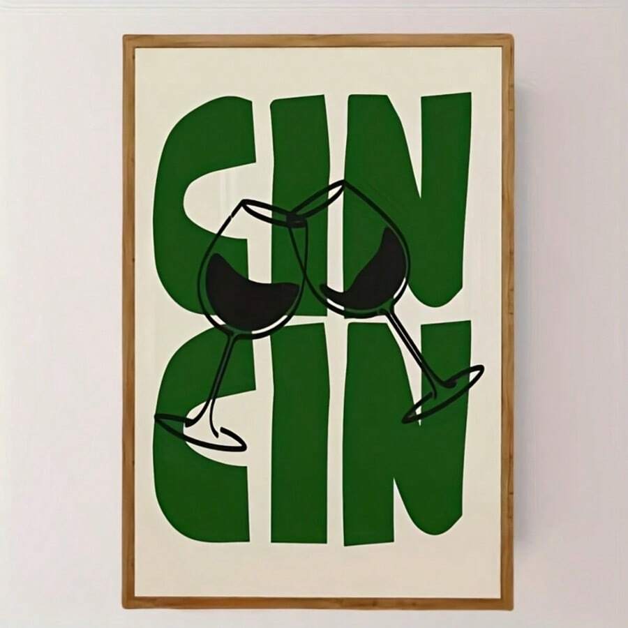 Vintage Wine & Cocktail Illustration Canvas Poster 