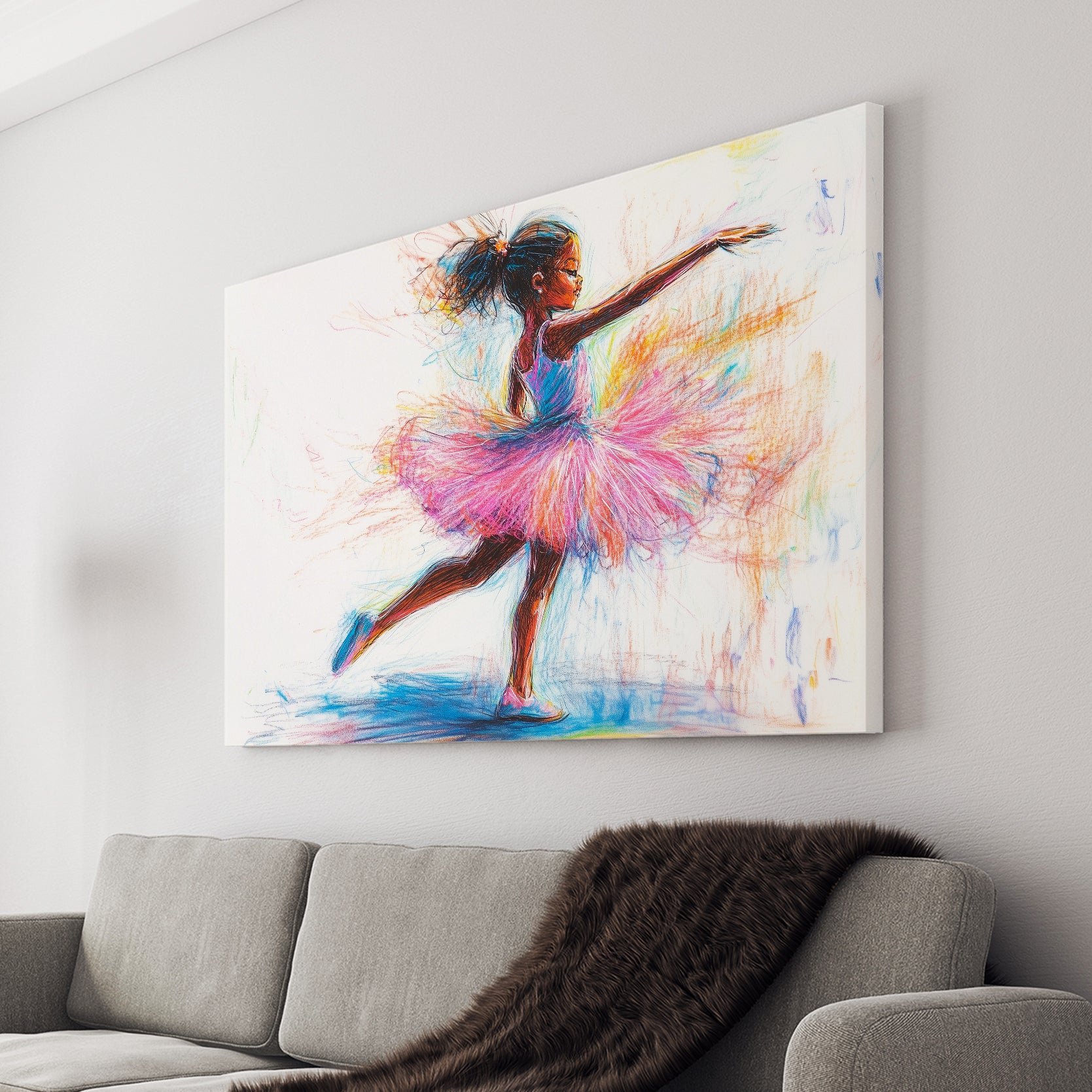 Add a touch of grace and elegance to your home with our Watercolor Ballet Dancer Canvas Wall Art. This beautifully crafted piece in pink and blue adds a dreamy and sophisticated feel to any space. Perfect for your living room, sofa backdrop, or bedside decoration. Elevate your home decor with this stunning dance artwork.