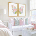Watercolor Pink Butterfly Preppy Abstract Wings Minimalist Canvas Poster 