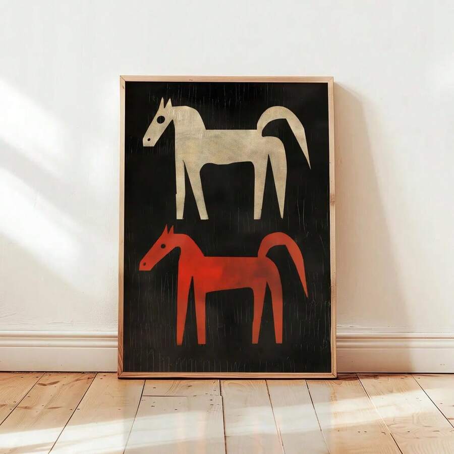 Western horse wall art with two stylized horses