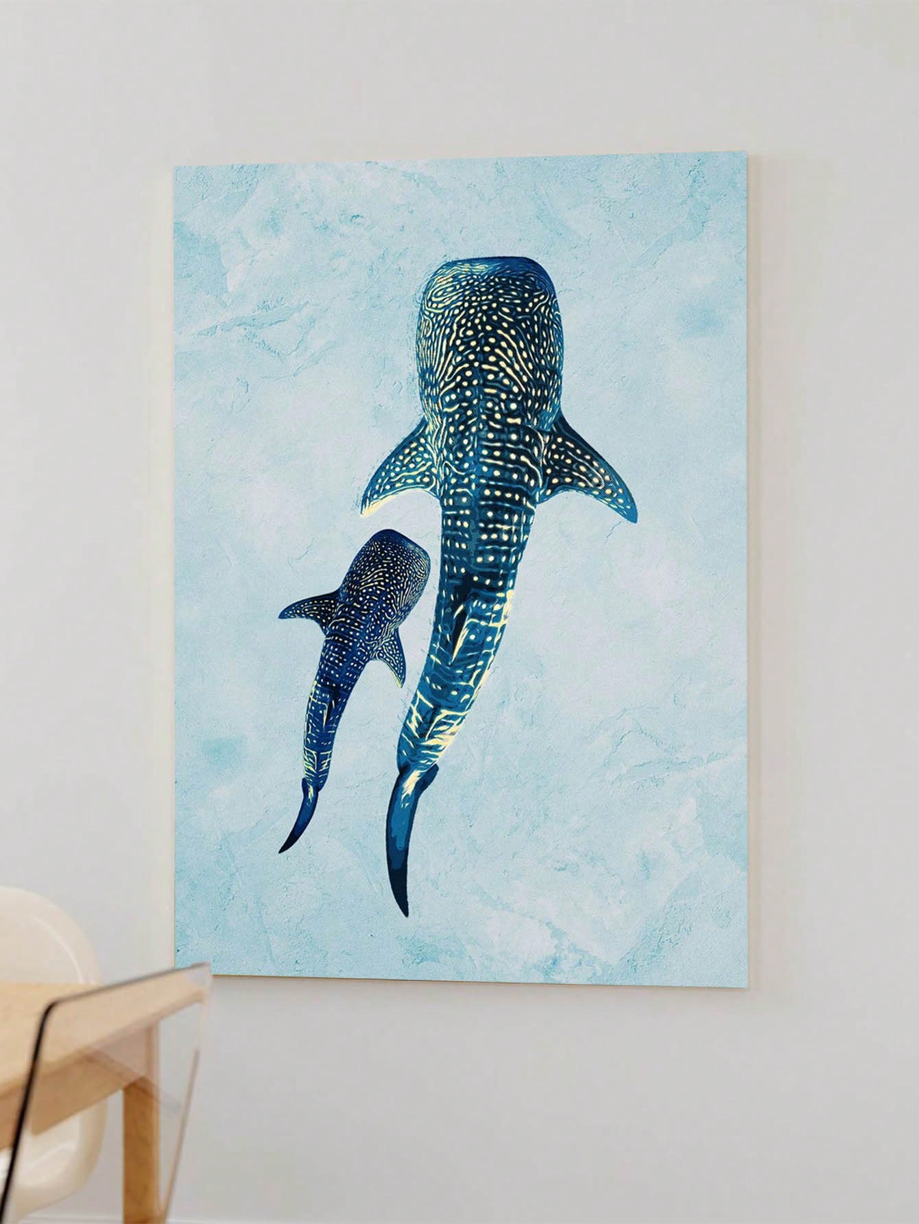 Create an elegant atmosphere in your home with our Whale's Love Painting. The aesthetic wood frame and canvas wall art add a touch of beauty to any room. Perfect as a thoughtful gift for loved ones. Expertly crafted for the perfect home decoration.