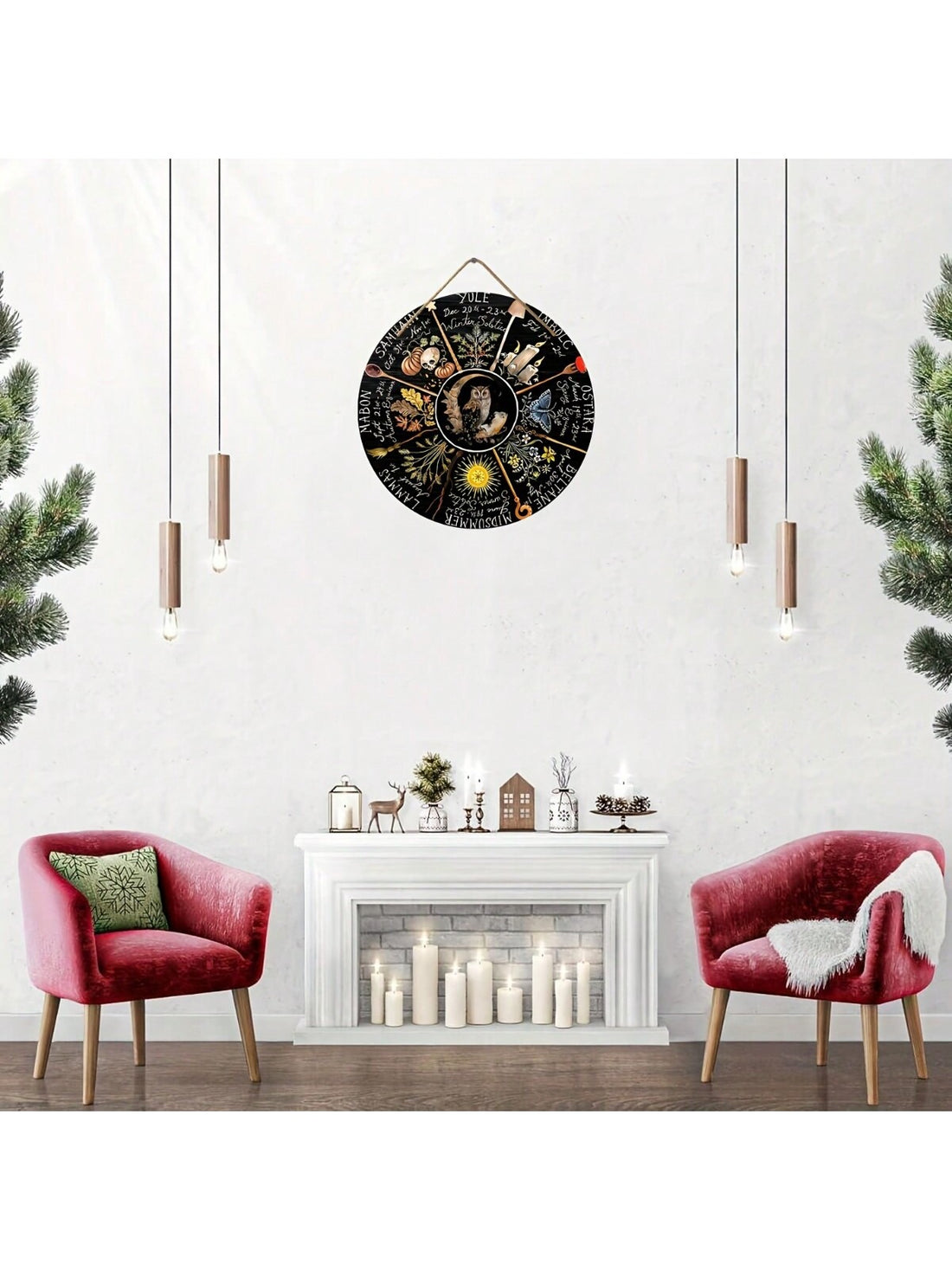 This Wheel of the Year Wood Sign beautifully depicts the Pagan Calendar, making it the perfect decor for any witch or Wiccan practitioner. Crafted from high-quality wood, this sign is a durable and educational addition to your spiritual space. Display the cyclical nature of the seasons with style and reverence.