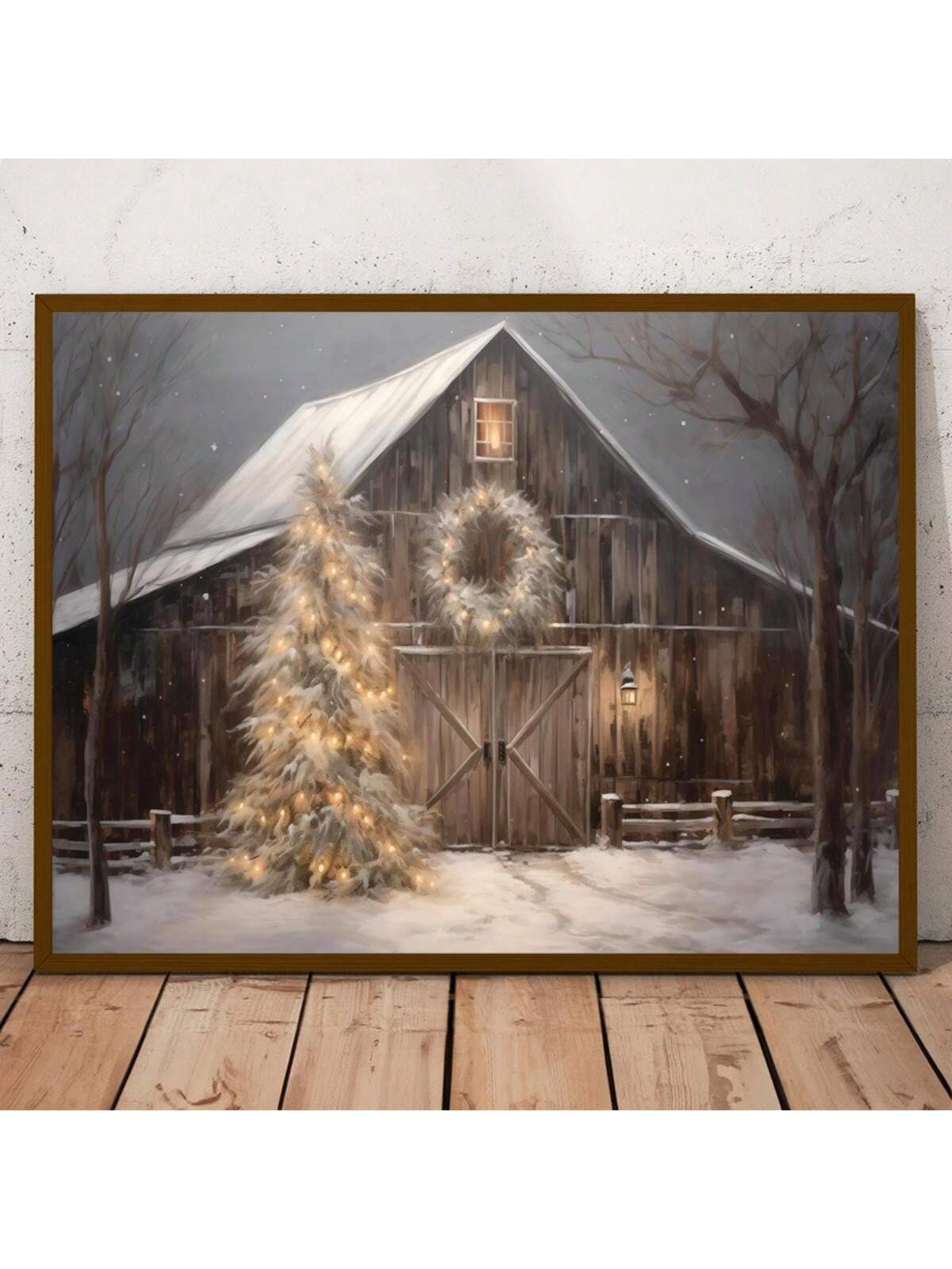 Transform your space with this enchanting Art Deco-inspired canvas poster featuring a charming snow-blanketed village farm. The whimsical design captures rustic barn architecture and winter landscapes in a sophisticated geometric style, perfect for creating a festive yet timeless atmosphere. Ideal for holiday decorating or year-round display, this versatile piece complements farmhouse, vintage, and contemporary interiors. Whether adorning your home, office, or creative workspace, it brings warmth and charac