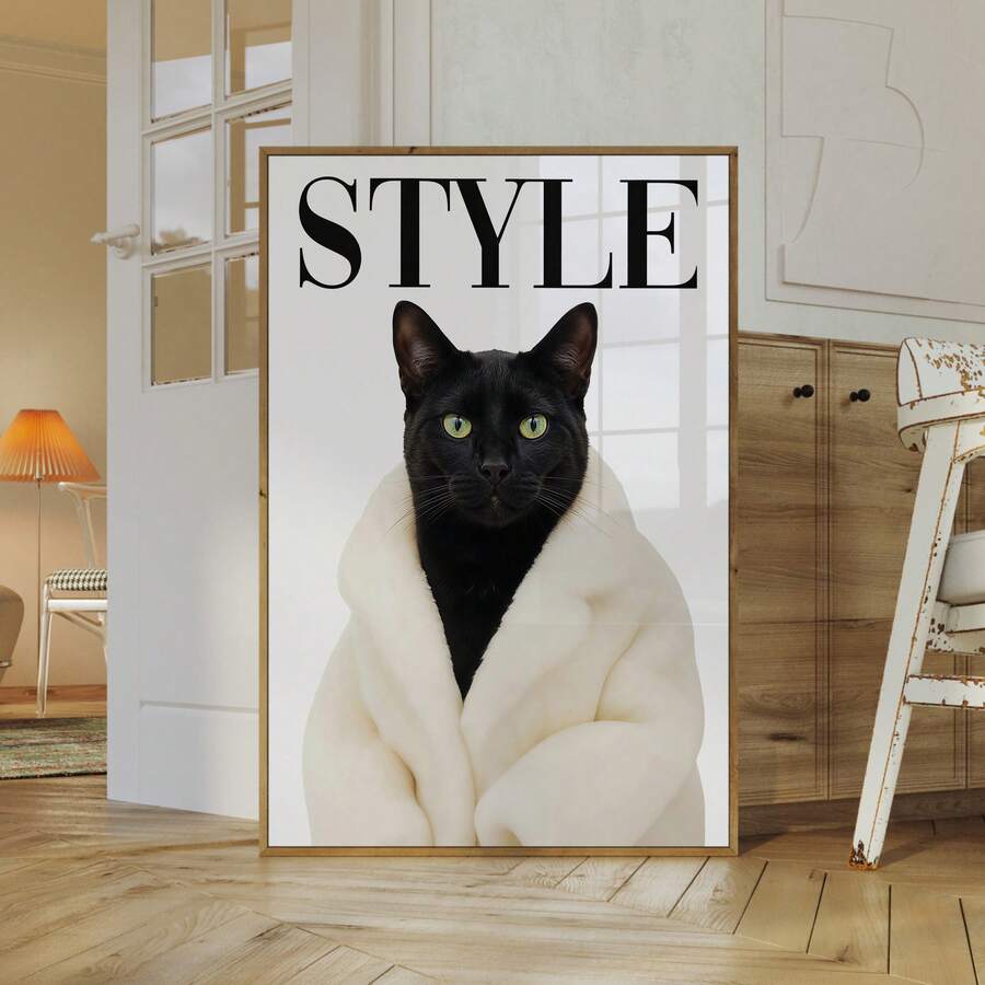 Bring playful charm to any space with this whimsical black cat art poster. Perfect for cat lovers and humor enthusiasts, this frameless canvas features a modern design that works beautifully in bedrooms, living rooms, and offices. The waterproof canvas material ensures durability and easy maintenance, making it ideal for any environment. Simply hang and enjoy instant personality and warmth in your décor.