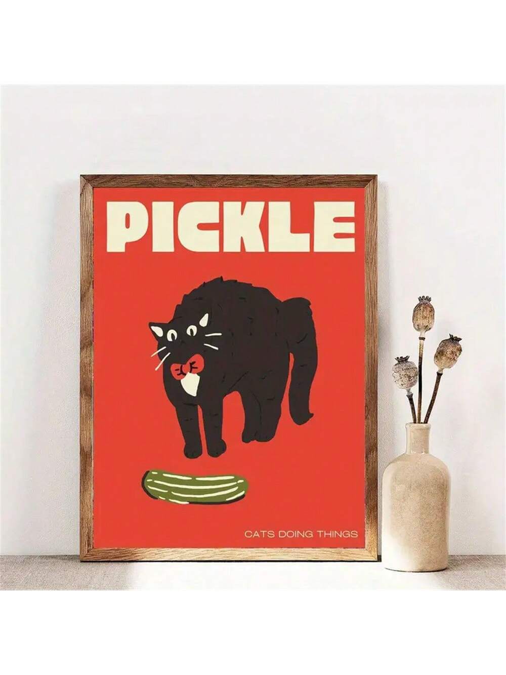 This Whimsical Black Cat Canvas Art Print is the perfect addition to any retro decor. Featuring a unique and playful design, this print is sure to delight cat lovers everywhere. Made from high-quality canvas, this art print is both durable and charming, making it the ideal choice for any cat enthusiast's home.