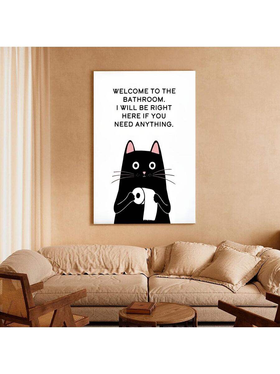 This charming Whimsical Black Cat Canvas Poster is the perfect addition to any bathroom or home décor. Featuring a quirky black cat in a playful pose, this canvas poster will add a touch of whimsy to any space. Made from high-quality materials, it is both durable and visually appealing.