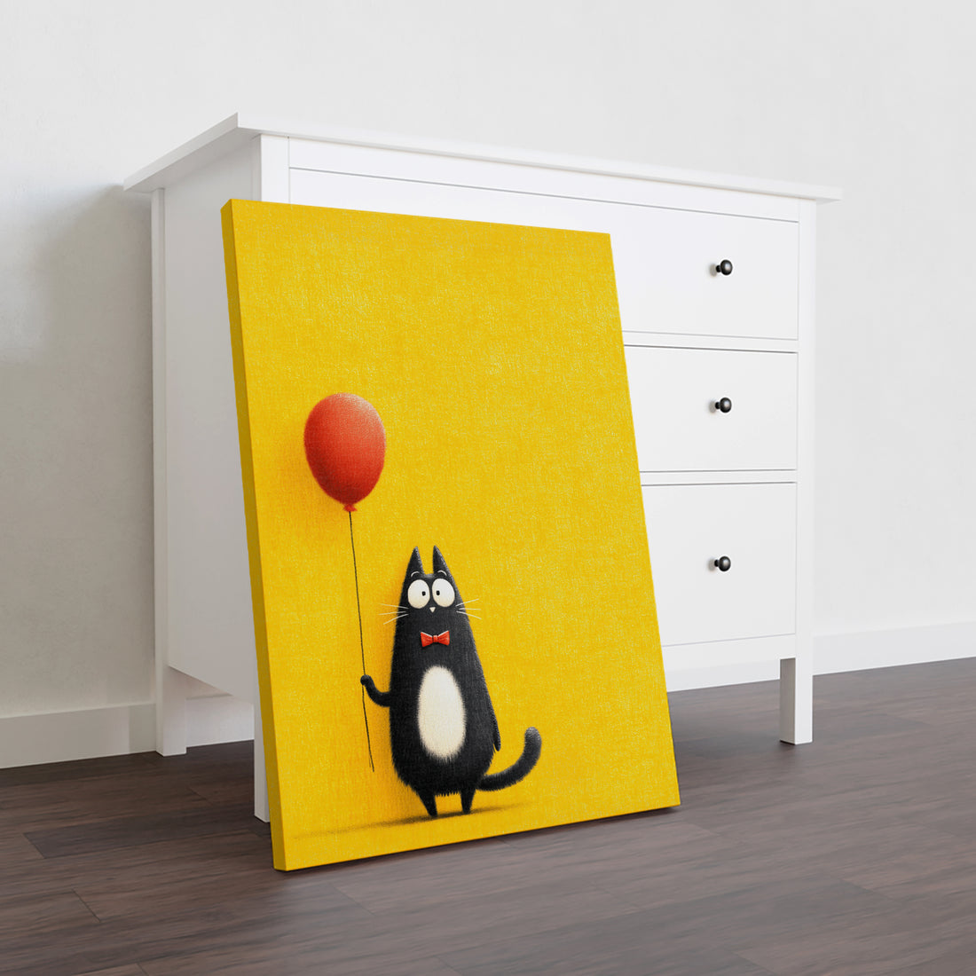 Add a touch of charm and sophistication to your living space with this Whimsical Black Cat with Red Balloon Canvas Wall Art. Perfectly sized for living rooms, sofa backdrops, or bedside decoration, this piece combines playful imagery with elegant design. The striking contrast of the black cat against the vibrant red balloon creates a captivating focal point that enhances any home decor style. Crafted on high-quality canvas, it offers durability and a refined finish, making it an expert choice for those seek
