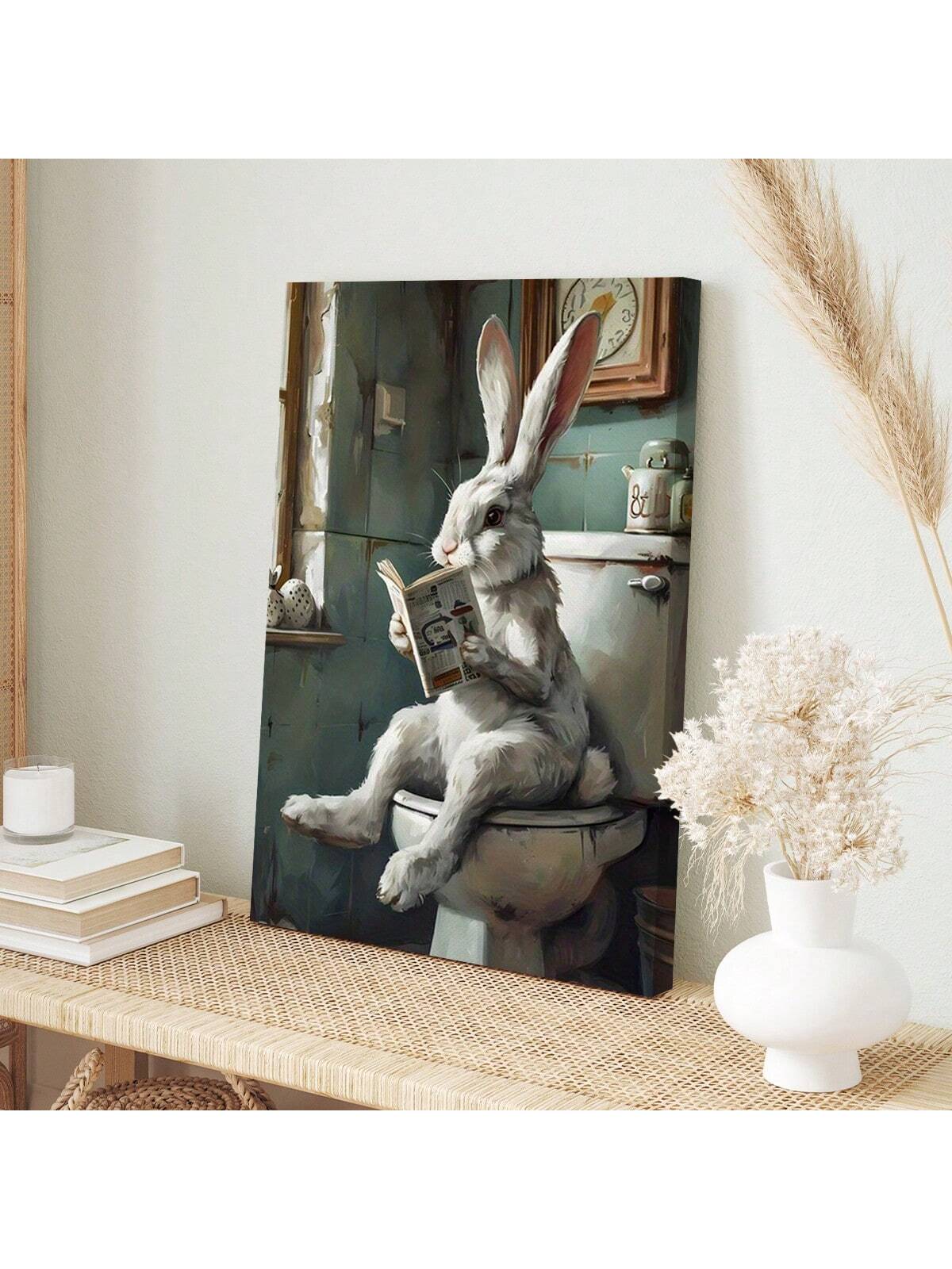 Enhance the charm of your home or office with our Whimsical Bunny Reading Newspaper Canvas Art. This high-quality piece is perfect for adding a touch of whimsy to any room. Made with durable canvas and vibrant colors, it's a delightful decoration for any space.