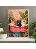 Enhance your bathroom with this whimsical and fun minimalist print, perfect for cat lovers. This unique bathroom art is sure to add a touch of charm and playfulness to your space. Made with high-quality materials, this print is a great addition to any cat lover's home.