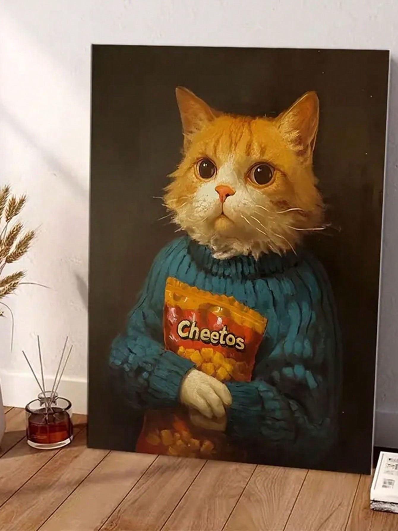 Elevate your home decor with our Whimsical Cat Canvas Art! This playful poster is sure to add a touch of fun to any room. Made with high-quality canvas, it's durable and long-lasting. The perfect combination of whimsy and style, this art piece is a must-have for any cat lover's home.