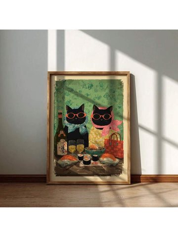 Bring playful charm to your space with this whimsical cat sushi poster. Perfect for cat lovers and Japanese cuisine enthusiasts, this vibrant artwork combines adorable feline characters with sushi-inspired designs