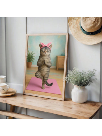 Elevate your space with this Whimsical Cat Yoga Wall Art featuring a serene tabby in tree pose. Crafted on high-quality canvas, it brings a calming vibe perfect for meditation rooms or nursery decor. Its playful yet sophisticated design fosters mindfulness while adding a touch of charm and tranquility to any environment. Ideal for those who appreciate art that inspires balance and relaxation.