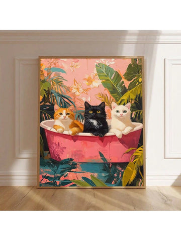 Introducing the Whimsical Cat in the Bathtub Poster! A perfect addition to any bathroom, this charming wall art features a playful feline enjoying a relaxing bath. A must-have for any cat lover, this poster also makes for a unique and thoughtful gift. Transform your bathroom into a whimsical oasis with this delightful piece.