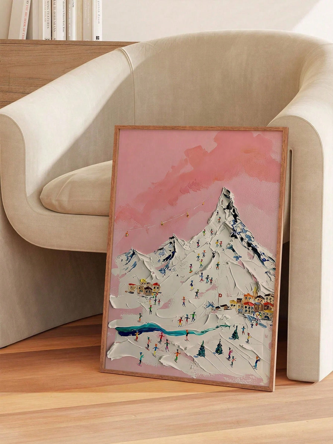 This canvas print features a whimsical character skiing down a snowy mountain, adding a touch of joy and playfulness to any room. Made with high-quality materials, this wall art is perfect for any home or office space. Bring the beauty of nature into your space with this charming and unique piece.