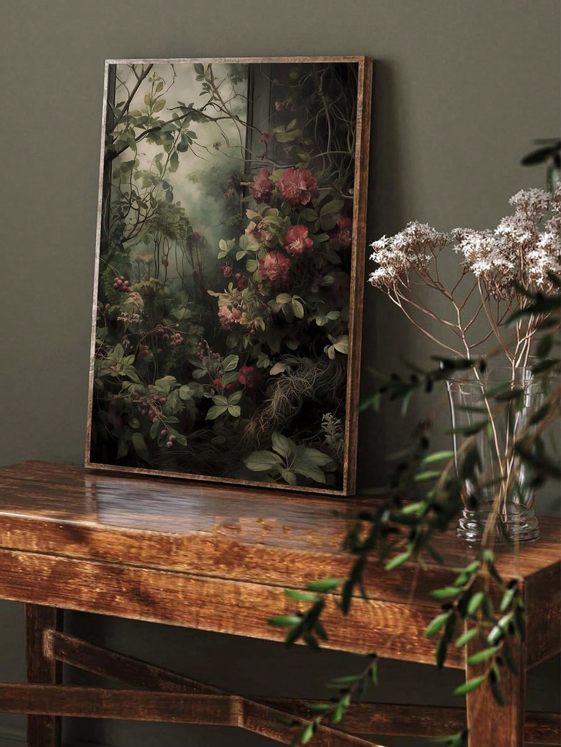 Transform your space with this captivating dark floral canvas print, where moody botanical illustrations meet timeless vintage aesthetics. Each intricate bloom and leaf is rendered with sophisticated detail, creating a striking focal point that adds depth and character to any room. The rich, dark palette complements modern and traditional interiors alike, while the canvas material ensures durability and a gallery-quality finish. Perfect for those seeking to infuse their home with artistic elegance and botan