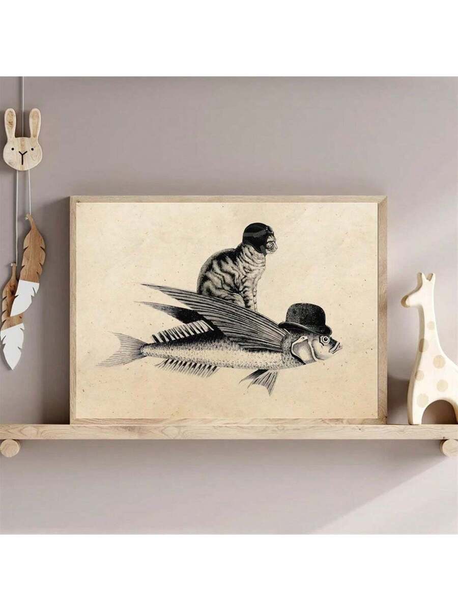 Elevate your home decor with our Whimsical Flying Cat Canvas Poster. This unique piece of artwork will add a touch of humor and charm to any room. Our high-quality canvas and vibrant colors create a stunning visual that will surely catch the eye. Let this funny animal wall art bring joy and personality to your space.