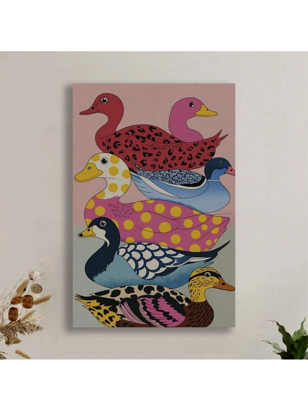 Add a touch of charm and color to your living space with this Whimsical Framed Duck Canvas Art. Expertly crafted, this vibrant animal-themed wall decor brings playful energy and artistic flair to any room. Its high-quality frame ensures durability while enhancing the vivid details of the design, making it an ideal choice for brightening up nurseries, playrooms, or casual living areas. Elevate your interior with this unique piece that combines creativity and craftsmanship seamlessly.