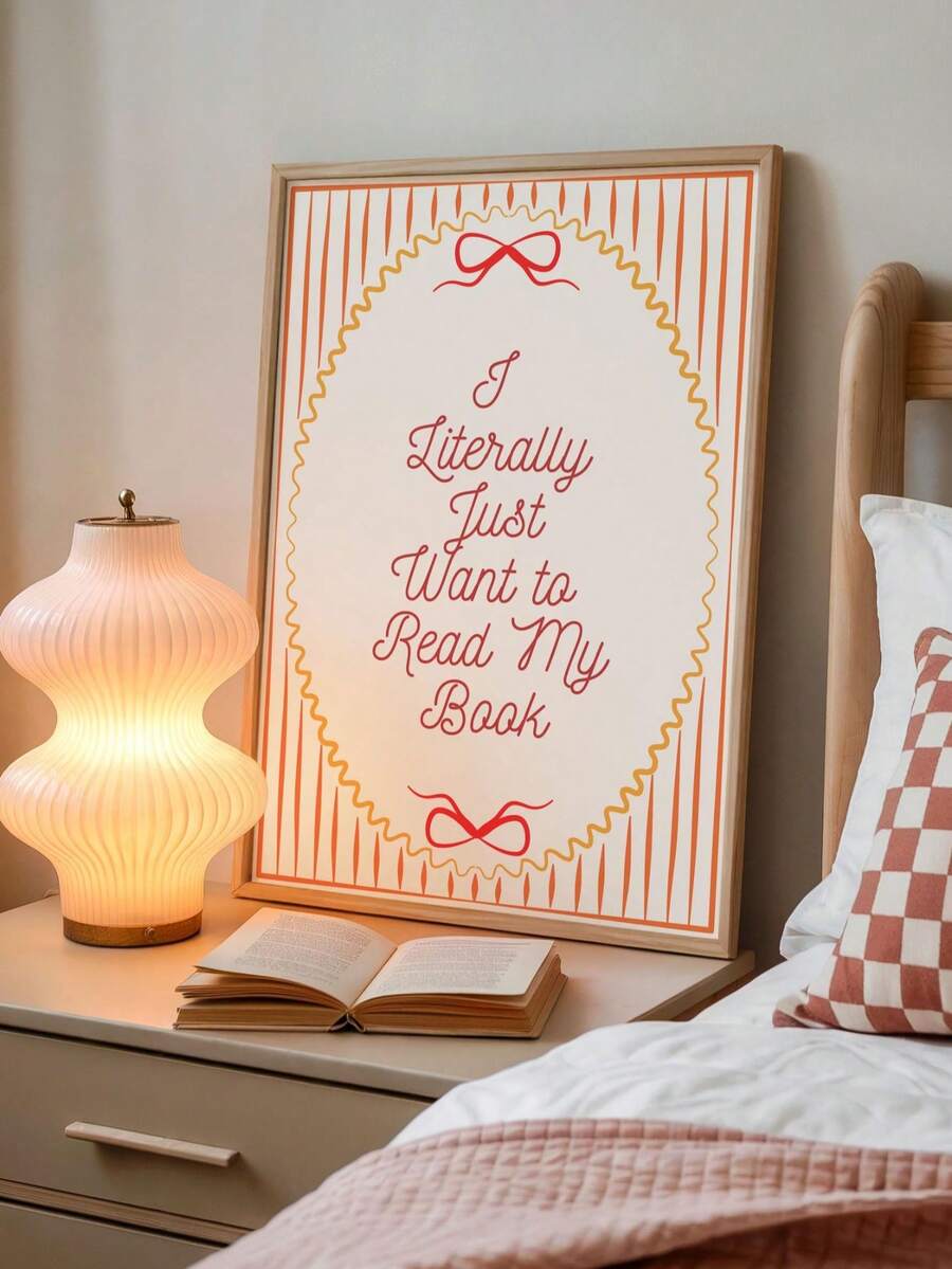 Transform your space with this whimsical frameless canvas art, perfect for book lovers seeking cozy, literary-inspired decor. Featuring playful word patterns and graphic designs, this unframed painting brings warmth and personality to bedrooms, dorms, and home offices. Crafted from durable, waterproof canvas, it's ready to hang and built to last. The simple, striped aesthetic complements any room style while celebrating your love of reading and storytelling.