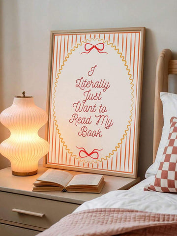 Transform your space with this whimsical frameless canvas art, perfect for book lovers seeking cozy, literary-inspired decor. Featuring playful word patterns and graphic designs, this unframed painting brings warmth and personality to bedrooms, dorms, and home offices. Crafted from durable, waterproof canvas, it's ready to hang and built to last. The simple, striped aesthetic complements any room style while celebrating your love of reading and storytelling.