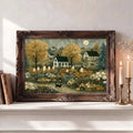 Ghost pumpkin haunted house autumn wall art
