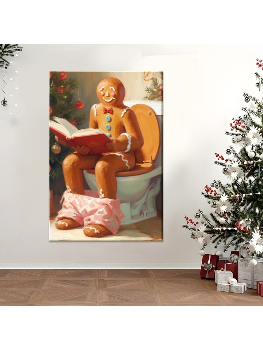 Add some festive flair to your home with our Whimsical Gingerbread Man Christmas Canvas Art. Perfect for any room, this fun holiday wall decor will surely bring a smile to your face. Made with high-quality materials, this delightful piece is a must-have for the holiday season!