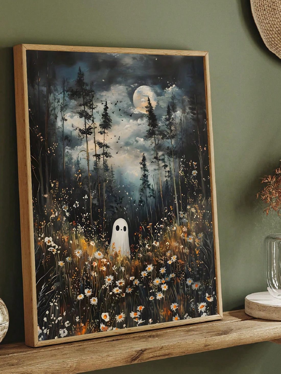 Transform your space into a Halloween haven with this enchanting canvas art featuring a playful ghost and mysterious black cat. Expertly crafted with vibrant colors and whimsical details, this piece captures the spirit of the season while maintaining sophisticated appeal. Perfect for living rooms, bedrooms, or entryways, it adds personality and festive charm without overwhelming your décor. The durable canvas construction ensures lasting quality, making it an investment in seasonal style that you'll treasur