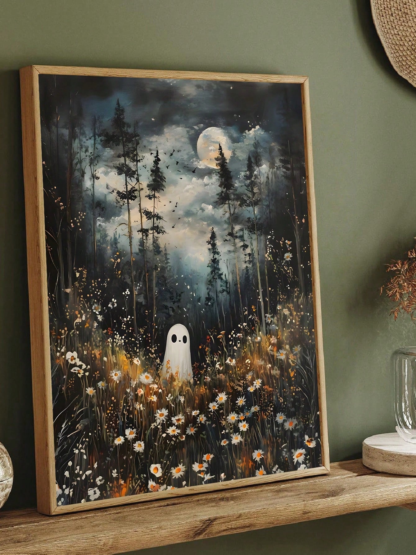 Transform your space into a Halloween haven with this enchanting canvas art featuring a playful ghost and mysterious black cat. Expertly crafted with vibrant colors and whimsical details, this piece captures the spirit of the season while maintaining sophisticated appeal. Perfect for living rooms, bedrooms, or entryways, it adds personality and festive charm without overwhelming your décor. The durable canvas construction ensures lasting quality, making it an investment in seasonal style that you'll treasur