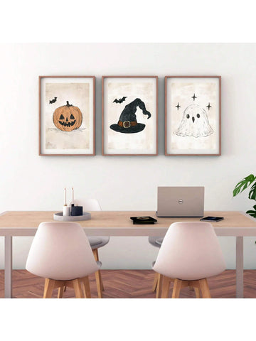 Add a festive touch to your child's room with this Whimsical Halloween Wall Art Set. Featuring charming prints of a pumpkin, ghost, and witch’s hat, these artworks bring playful Halloween spirit without being scary. Perfectly sized for kids’ spaces, they create a fun and inviting atmosphere that celebrates the season with creativity and warmth.