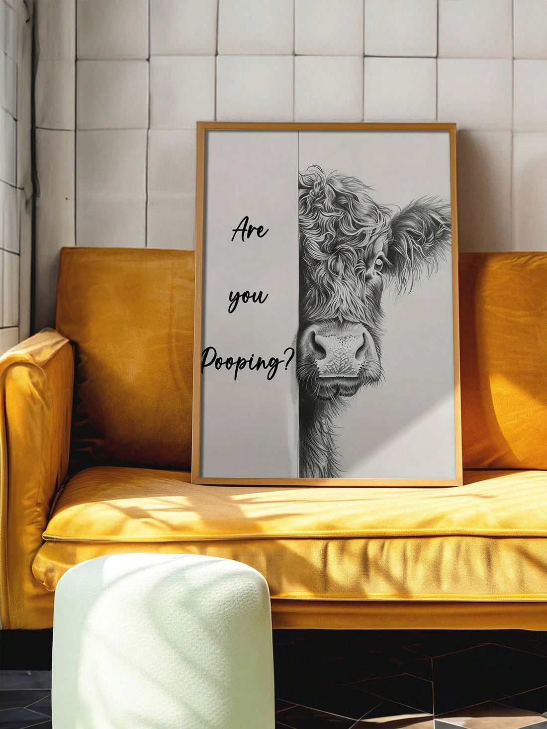 Add a touch of whimsy to your home or office with our Whimsical Highland Cow Canvas Art. This playful and unique piece of artwork is perfect for adding a fun touch to any bathroom decor. With its high-quality canvas and vibrant colors, this art piece will elevate the style of any space.